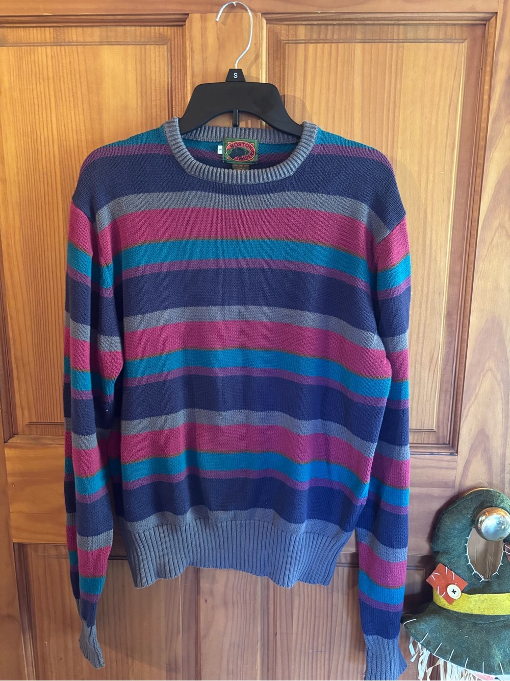 Vintage  Boston Traders multicolor striped crewneck sweater.